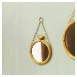 NIKKY HOME 6.7 Inch Decorative Small Hanging Mirrors Vintage Round Metal Framed Wall Mounted Mirror Decor with Bird for Bathroom Living Room Office, Rustic Gold - Retail: $39