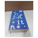 Lighted Wooden Welcome Porch Sign, 47.2"H Let It Snow Merry Christmas Winter Holiday Porch Board Sign for Front Door Farmhouse Outdoor Indoor Welcome Sign Wall Decor - Retail: $21