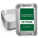 Whaleme Grill Drip Pans Compatible Weber 6415-20 Pack Grill Accessories for Weber Spirit, Genesis, Traveler, Q Series, Disposable Aluminum Foil Pans Grease Tray Liners 8.5" X 6" - Retail: $10