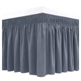 Biscaynebay Wrap Around Bed Skirts for King & Cal King Beds 15" Drop, Dark Grey Adjustable Elastic Dust Ruffles Easy Fit Wrinkle & Fade Resistant Silky Luxurious Fabric Machine Washable - Retail: $18