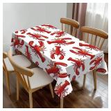 XLIANBIN Lobsters Rectangle Tablecloth Red Nautical Crayfish Fresh Seafood Ocean Animal Table Cloth Dining Table Cover for Home Kitchen Restaurant Party Buffet Picnic 54 x 72 Inch - Retail: $12