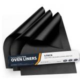 Oven Liners for Bottom of Oven - 3 Pack Large Heavy Duty Mats, 16.25x23 Non-Stick Reusable Liner for Electric, Gas, Toasters, Grills - BPA & PFOA Free Kitchen Accessory to Keep It Clean (Black) - Reta