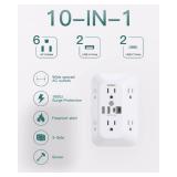 Addtam Surge Protector Outlet Extender, 6-Outlet Splitter with 4 USB Wall Charger(PD 30W), Multi Plug Wall Outlet 1800J Power Strip for Home Office Dorm Room Essentials - Retail: $36