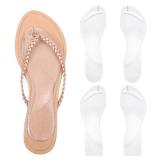 2 Pairs Flip Flop Inserts for Thong Sandal Adhesive Cushion Insoles for Thong Shoes Anti-Slip Gel Arch Support Inserts Pain Relief Reliable Toe Protectors for Women (Clear, S/L) - Retail: $8