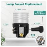 DiCUNO Lamp Socket Replacement, E26 Light Socket with ON/Off Switch Knob, UL Listed, Repair Parts for Table Lamp, DIY Projects, E26 Medium Base, Black, 1-Pack - Retail: $6