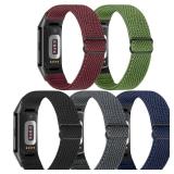Bcuckood 5 Pack Elastic Nylon Watch Bands Compatible for Fitbit Charge 6/Fitbit Charge 5, Adjustable Breathable Replacement Stretchy Nylon Loop Wristband Sport Strap for Women Men - Retail: $14
