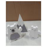 Winter White Polar Bear Decor Farmhouse Tiered Tray Decor - Cute Bear Decorations for Home Table Centerpiece for Shelf - Retail: $13