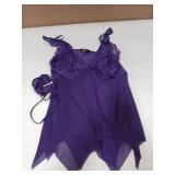 ADOME Sexy Lingerie for Women Lace Babydoll Nightgown Front Closure Chemise Night Lingerie DressDark Purple Large - Retail: $9