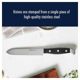 HENCKELS Statement Razor-Sharp 5-inch Serrated Utility Knife, Tomato Knife, German Engineered Informed by 100+ Years of Mastery, Black/Stainless Steel - Retail: $17