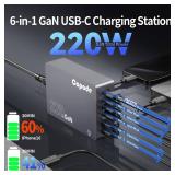 220W USB C Charger Block, 6-Port GaN USB C Charging Station PD 100W PC Laptop Fast Charger Adapter Compatible with iPhone 17, Galaxy 25, MacBook,ipad and More Devices(Gray) - Retail: $17