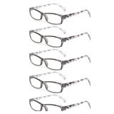 Kerecsen Reading Glasses 5 Pairs Fashion Ladies Readers Spring Hinge with Pattern Print Eyeglasses for Women (5 Grey, 1.25, x) - Retail: $16
