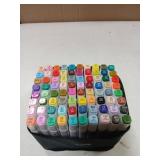 Brillcolors 80 Colors Alcohol Markers with Base Dual Tip Drawing Markers for Adult and Kids Comics Coloring Sketching Illustration (80 White) -Refillable - Retail: $22