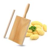 Gnocchi Boards and Ravioli Rolling Pin, Wood Gnocchi Pasta Making Tools Curved Gnocchi Board Paddle Roller for Homemade Pasta for Pasta Lovers Baking (Handle Broke) - Retail: $8
