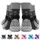 EXPAWLORER 6Pcs Anti Slip Dog Socks to Prevent Licking Paws, Dog Shoes for Winter, Double Sides Dog Boots & Paw Protectors Booties for Hardwood Floors with Grippers Small Medium Large Senior Dogs, M -
