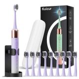 Kuicur Sonic Electric Toothbrush for Adults & Kids, Rechargeable Electric Toothbrush with 9 Brush Heads Teeth Whitening, Charge for 120 Days - Purple - Retail: $15