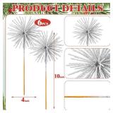 Yalikop 5 Pcs 10 Inch Starburst Christmas Tree Picks Glitter Christmas Star Tree Filler Table Centerpieces for DIY Wreath Crafts Funny Urchin Ornaments for Indoor Holiday Party Favors Supplies(Silver)