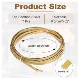 MECCANIXITY 7 Rolls Bamboo Strips for Weaving, 0.12" x 10ft Basket Weaving Supplies Wicker Repair Kit 0.5mm Thick Thin Bamboo Strips for Basket Making DIY Crafts Furniture Chandelier, Green - Retail: 