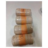 Likeecords 4 Skeins of Braided Macrame Cotton Cord 3mm x 100m,Macrame Rope, 100% Cotton Rope Macrame String,Colorful Cotton Craft Cord for Bag,Wall Hanging, Plant Hangers, Crafts, Knitting Apricot - R