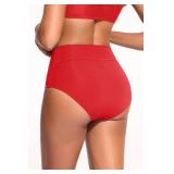 Women V Cut Bikini Bottoms - High Waisted Full Coverage Swimsuits Cross Front Bathing Suit Bottoms 2026 Red S - Retail: $20