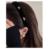 TERSE Black Velvet Headband - Cute Vintage Designer Hair Accessory for Women
