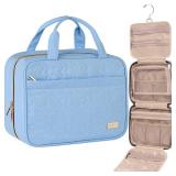 NISHEL Travel Toiletry Bag for women, Portable Hanging Organizer for Travel-Sized Shampoo, Conditioner, Brushes Set, Makeup Accessories, Medium Size, Purple - Retail: $21