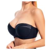Dvpol Strapless Bra for Large Breasts 38DD 38E Black - Retail: $20