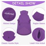 Kickred Basic Dog Hoodie Sweatshirts, Pet Clothes Hoodies Sweater with Hat and Leash Hole, Soft Cotton Outfit Coat for Large Medium Small Dogs, Purple (Large)