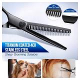 Gimars Dog Grooming Scissors Kit Professional 4CR with Safety Round Tip, 5 in 1 Heavy Duty Titanium Coated Thinning & Curved & Straight Shears - Retail: $20