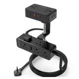 HOPOW Dual Layer Desk Clamp Power Strip, Desktop Edge Mount Charging Station with 13 Outlets 4 USB Ports (2 USB C), Under Desk Surge Protector(1700 Joules), 10 Ft Extension Cord for Office Home - Reta