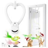 Interactive Cat Toys for Indoor Cats: Automatic Flying Bird Feather Wand Chase Exercise Enrichment Stimulation, USB Rechargeable Durable Safe Hanging Toy for Bored Kittens Adult Multi Cat Households -