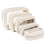 YOPCDJ 5PCS Diaper Bag Organizer Pouch Set, TSA Approved Toiletry Bag Clear Waterproof TPU Makeup Bag Set Travel Organizer Bags for Women and Kids Valentines Day Gifts - Retail: $24