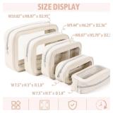 YOPCDJ 5PCS Diaper Bag Organizer Pouch Set, TSA Approved Toiletry Bag Clear Waterproof TPU Makeup Bag Set Travel Organizer Bags for Women and Kids Valentines Day Gifts - Retail: $24