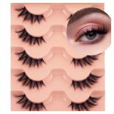 Half Lashes Natural Look Cat Eye False Eyelashes Wispy 3D Faux Mink Lashes Clear Band Fluffy Strip Eyelashes by Winifred - Retail: $7