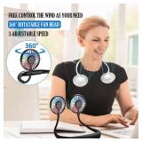 Neck Fan, Hands Free Personal Fan 2600mAh, Hang Around Neck Fans, Wearable Small Fan for Outdoor Working Battery Powered Over 12 Hours Constant Cool - Retail: $9