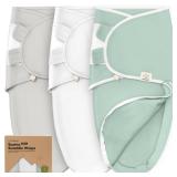 Baby Swaddle Sleep Sacks with Zipper - 3-Pack Swaddles for Newborns 3-6 Months, Infant, Baby Girls, Boys, Soft & Durable Newborn Sleep Sack, Easy Diaper Change Swaddling Blanket (Sage, L) - Retail: $2