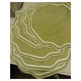 Breling Set of 6 Wedding Placemats Scalloped Embroidered Cotton Linen Placemats 17" x 13" Double Layered Machine Washable Table Place Mat for Party Table Decor(Sage Green) - Retail: $27