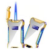 NINSI Butane Torch Lighter, Mecha Style Windproof Jet Blue Flame Refillable Lighters with LED Colorful Lights, Suitable for Indoor and Outdoor Use (Fuel Not Included) - Retail: $20