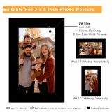 QOTIB 2 Packs 3x5 Picture Frame Black, Engineered Wood 3 x 5 Photo Frame, 3 by 5 Photo Poster Frame for Wall Hanging and Tabletop Set of 2, Black