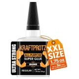 Super Glue XXL Value Size (1.76oz) All Purpose Liquid Adhesive for Plastic Bonds Wood, Metal, Rubber, Ceramic & Leather Industrial Strength Cyanoacrylate Formula KRAFTPROTZ - Retail: $10