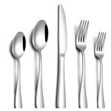 PHILIPALA 20 Piece Silverware Set, Stainless Steel Flatware Set for 4 Food Grade Novelty Flatware Cutlery Utensil Set Include Knife Fork Spoon Mirror Polished Dishwasher Safe - Retail: $14