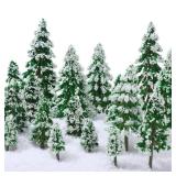 Skylety 35 Pieces Model Trees 1.2-6.3 Inch Mixed Miniature Trees Diorama Supplies Fake Plants Train Scenery Landscape Christmas Village Architecture DIY Crafts(Green,Snowy Cedar) - Retail: $20