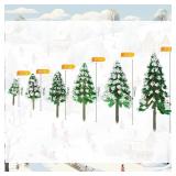 Skylety 35 Pieces Model Trees 1.2-6.3 Inch Mixed Miniature Trees Diorama Supplies Fake Plants Train Scenery Landscape Christmas Village Architecture DIY Crafts(Green,Snowy Cedar) - Retail: $20