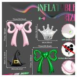 Lidmada 4 Pack Witch Party Decorations Party Balloons, Pink and Green Bow Crown Wizard Hat Foil Balloons for Witch Birthday Party Decorations Supplies- 30 Inch - Retail: $8
