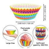 ZCCLINN Jumbo Cupcake Muffin Liners - 300 Count Rainbow Large Baking Cup Cake Liners Paper, Jumbo Size Colorful Cupcake Liner Candy Wrappers Cookies Wrap for Bakeware Birthday Wedding Party - Retail: 