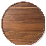 Round Wood Tray, Acacia Wooden Decorative Serving Tray for Coffee Table and Home Decor, Wooden Appetizer Charcuterie Board for Kitchen Countertop (13.8 inch) - Retail: $22