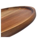 Round Wood Tray, Acacia Wooden Decorative Serving Tray for Coffee Table and Home Decor, Wooden Appetizer Charcuterie Board for Kitchen Countertop (13.8 inch) - Retail: $22