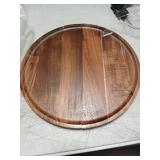 Round Wood Tray, Acacia Wooden Decorative Serving Tray for Coffee Table and Home Decor, Wooden Appetizer Charcuterie Board for Kitchen Countertop (13.8 inch) - Retail: $22