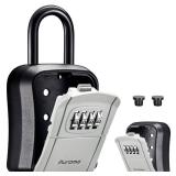 Puroma Key Lock Box, Portable Combination Lockbox Wall-Mounted Key Storage Box for House Keys, Resettable Code Safe Security Lock Box for Home, Office, Apartment Spare Key Storage (1 Pack, Gray) - Ret