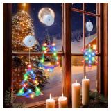5PC Christmas Window Lights Decorations, Window Christmas Decorations with Suction Cup, Lighted Bell Tree Reindeer Snowflake Star with Timer Function, for Windows, Glass Walls, Christmas Trees - Retai