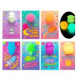 JOYIN 28 Pack Valentines Day Gift Cards with Cute Kawaii Mochi Squishy Toy to Squeeze, Glow in The Dark Stress Relief Fidget Toy for Kids, Classroom Exchange Prizes Valentine Party Favor Toys - Retail